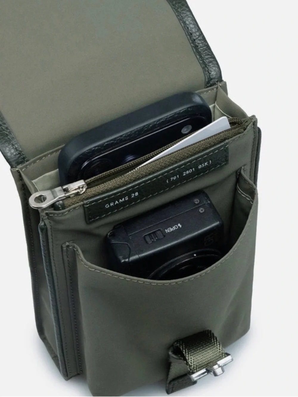 Men's Olive Green Crossbody Phone Case with Buckle Closure